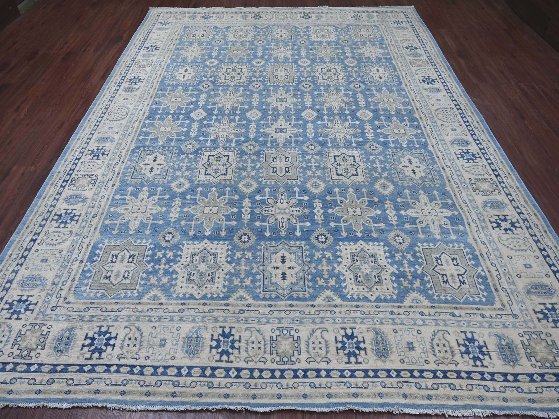 Blue 8'10" x 11'6" Kazak Hand knotted Wool Rug - Sku: O021489