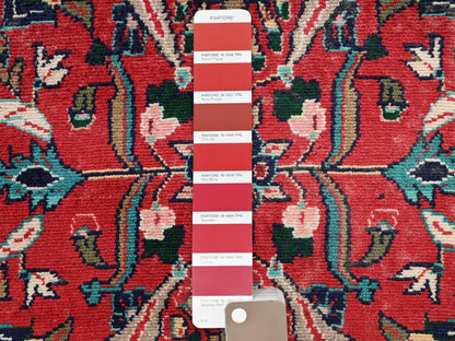 Tribal & Geometric hand-knotted wool runner in Red & Navy Blue, 2'9" x 8'7" — SKU O02148 (view 4)