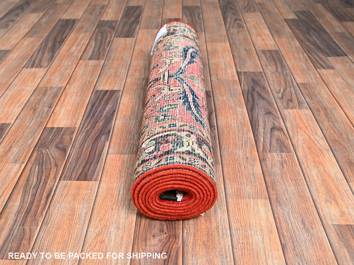 Tribal & Geometric hand-knotted wool runner in Red & Navy Blue, 2'9" x 8'7" — SKU O02148 (view 5)
