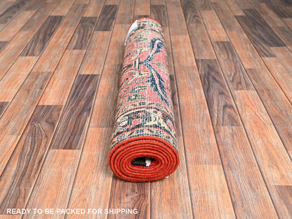Tribal & Geometric hand-knotted wool runner in Red & Navy Blue, 2'9" x 8'7" — SKU O02148 (view 5)