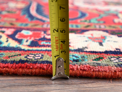 Tribal & Geometric hand-knotted wool runner in Red & Navy Blue, 2'9" x 8'7" — SKU O02148 (view 6)