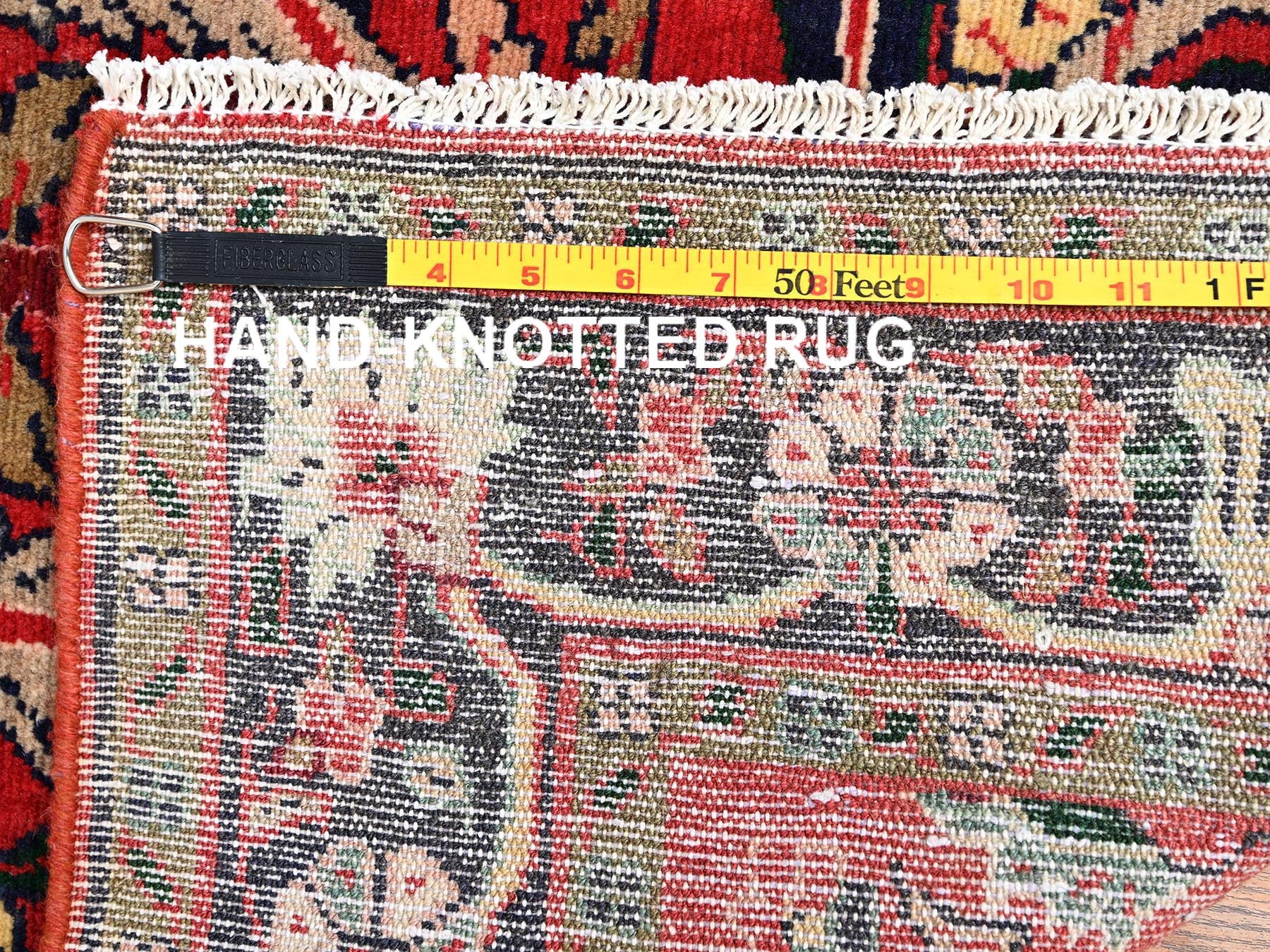 Tribal & Geometric hand-knotted wool runner in Red & Navy Blue, 2'9" x 8'7" — SKU O02148 (view 7)