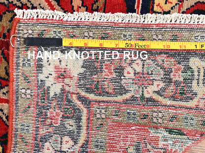 Tribal & Geometric hand-knotted wool runner in Red & Navy Blue, 2'9" x 8'7" — SKU O02148 (view 7)