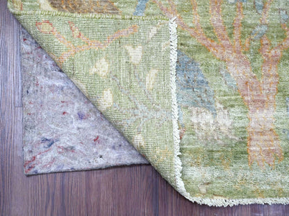 Green 2'6" x 11'11" Oushak And Peshawar Hand knotted Wool Rug - Sku: O021490