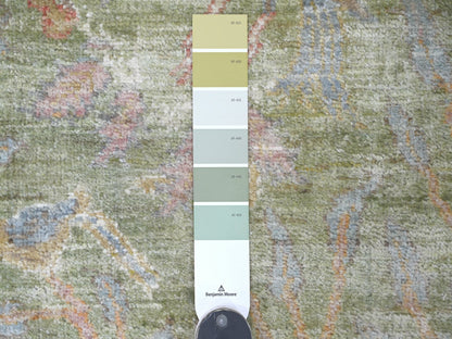 Green 2'6" x 11'11" Oushak And Peshawar Hand knotted Wool Rug - Sku: O021490