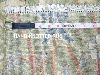 Green 2'6" x 11'11" Oushak And Peshawar Hand knotted Wool Rug - Sku: O021490