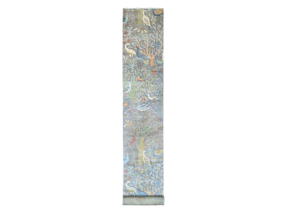 Peshawar Oushak hand-knotted wool runner in Gray, 2'7" x 22'1" — SKU O021492