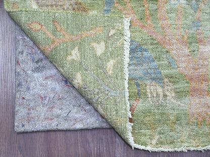 Green 2'6" x 11'9" Oushak And Peshawar Hand knotted Wool Rug - Sku: O021493