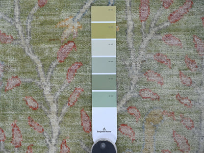 Peshawar Oushak hand-knotted wool runner in Green, 2'6" x 11'9" — SKU O021493 (view 3)