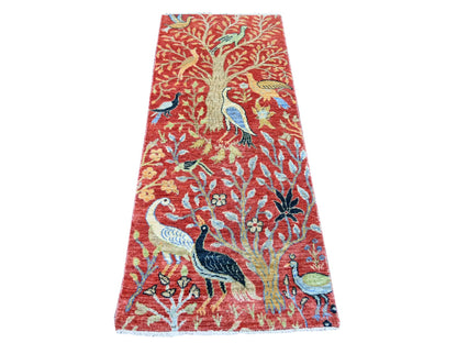 Peshawar Oushak hand-knotted wool runner in Red, 2'6" x 6'1" — SKU O021494
