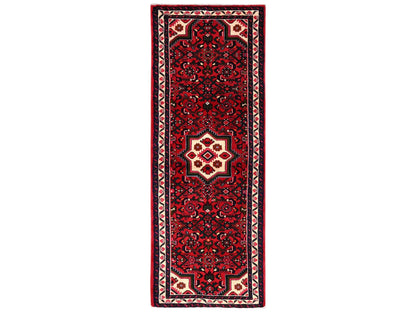 Tribal & Geometric hand-knotted wool runner in Red & Ivory, 2'3" x 6'3" — SKU O02149