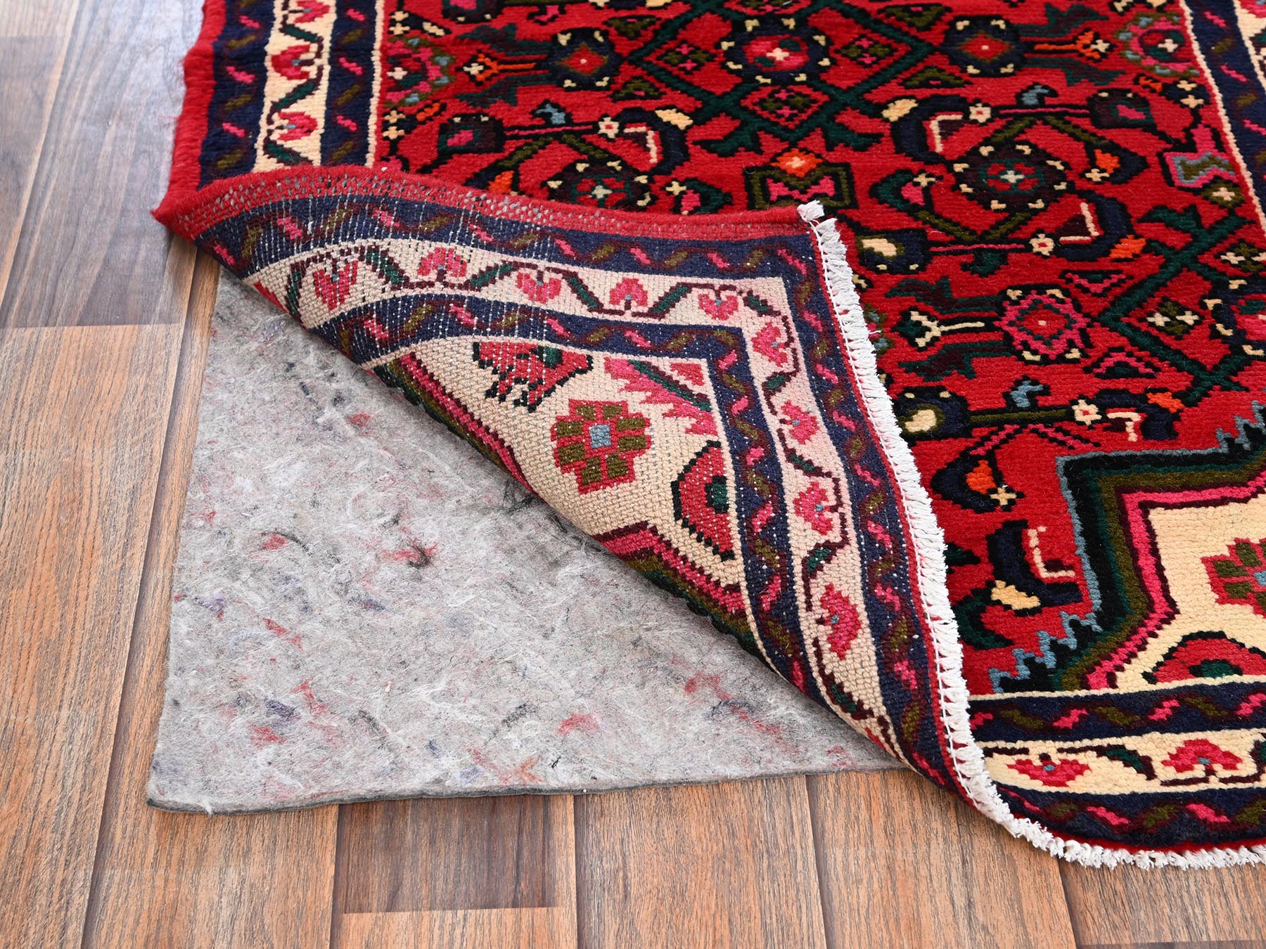 Tribal & Geometric hand-knotted wool runner in Red & Ivory, 2'3" x 6'3" — SKU O02149 (view 3)