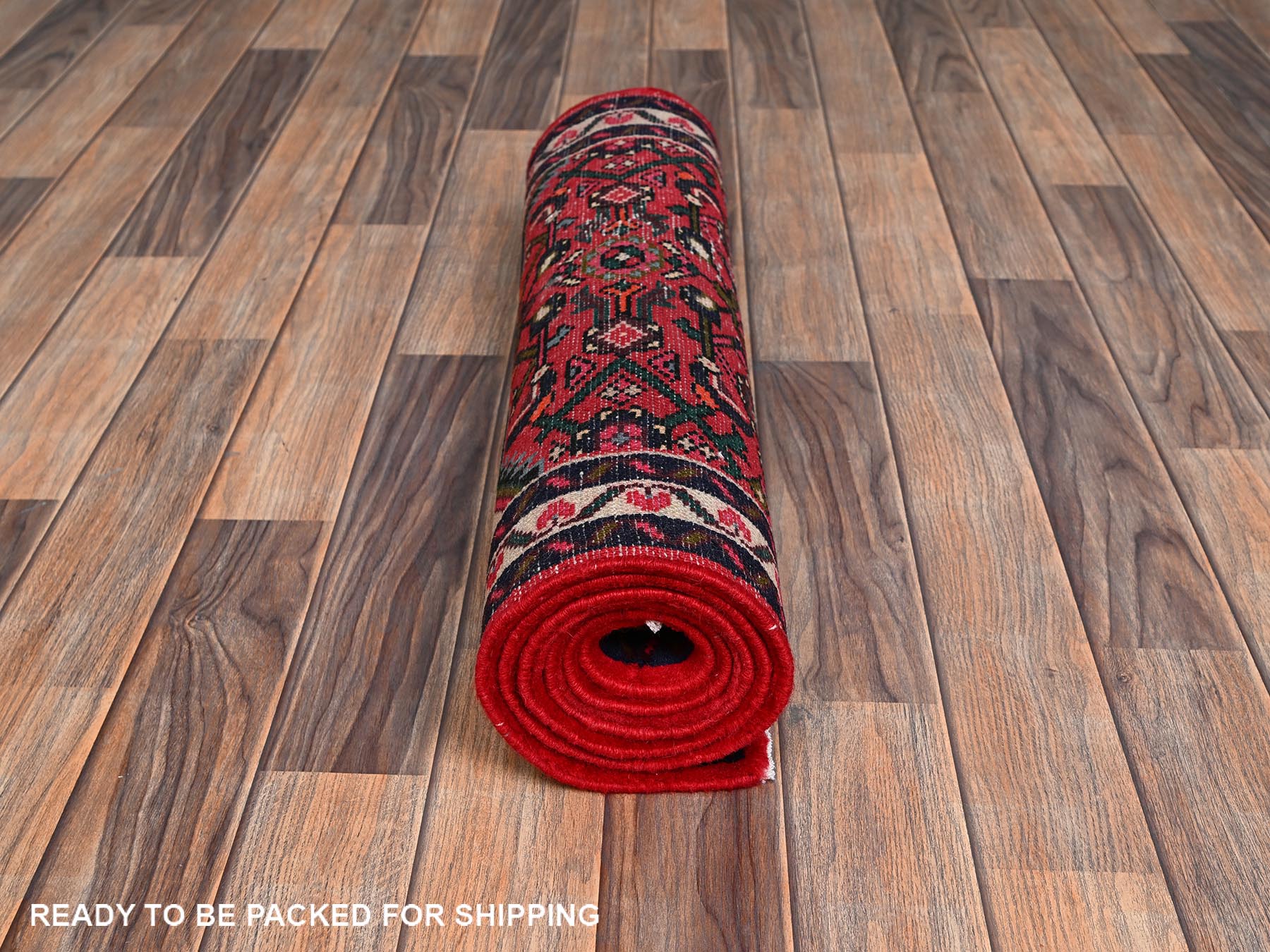 Tribal & Geometric hand-knotted wool runner in Red & Ivory, 2'3" x 6'3" — SKU O02149 (view 5)