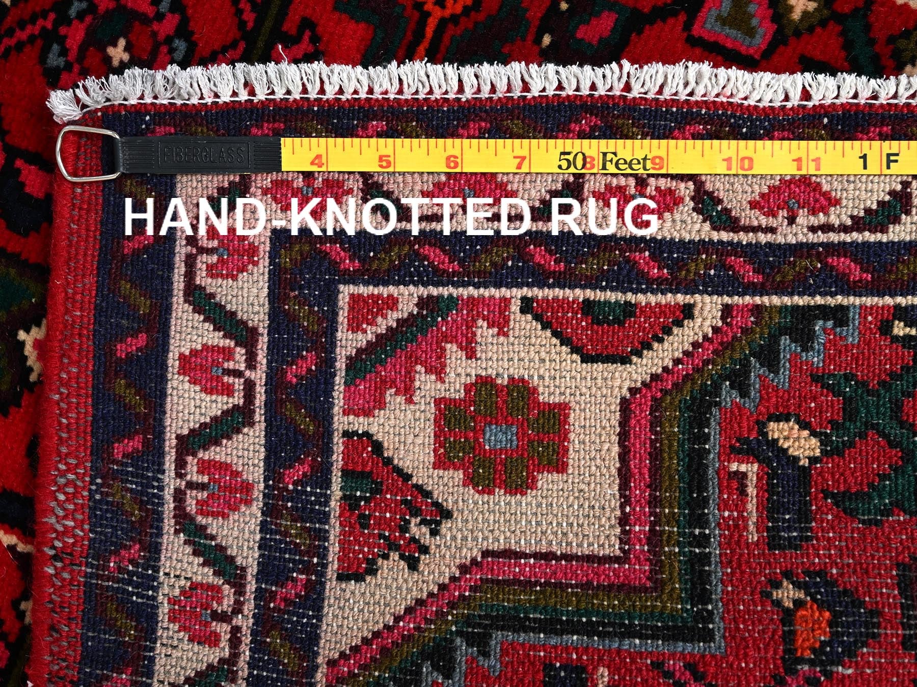 Tribal & Geometric hand-knotted wool runner in Red & Ivory, 2'3" x 6'3" — SKU O02149 (view 7)