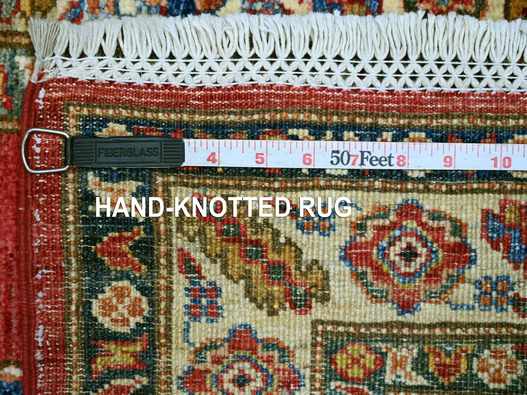 Kazak Tribal & Geometric hand-knotted wool runner in Red & Ivory, 2'7" x 13'4" — SKU O021500 (view 6)