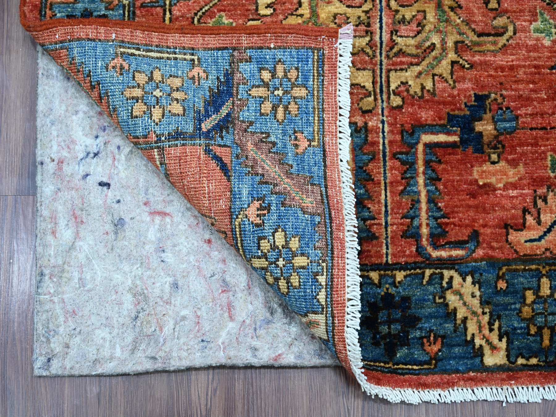 Heriz Tribal & Geometric hand-knotted wool runner in Red & Blue, 2'11" x 19'1" — SKU O021501 (view 2)