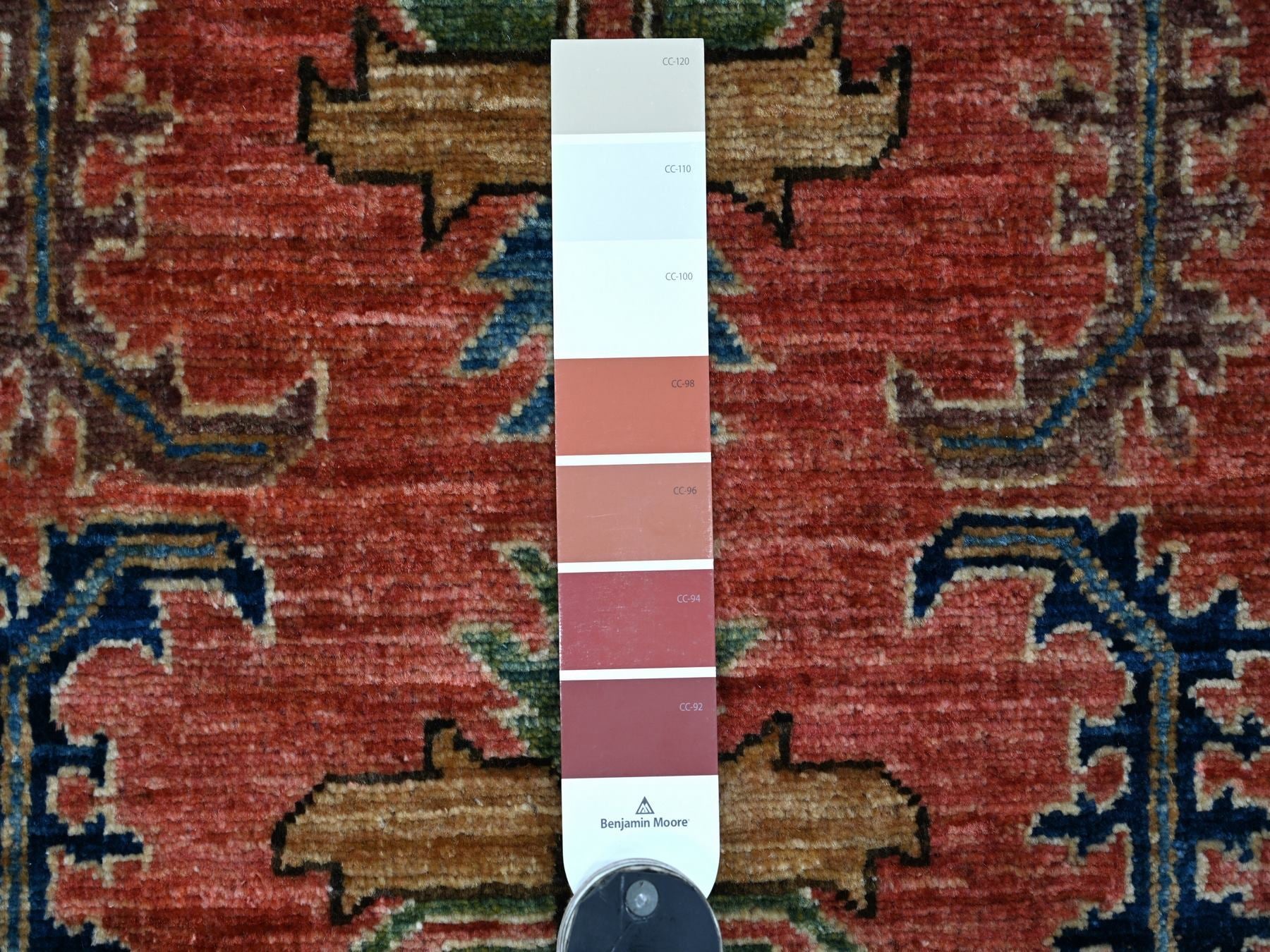 Heriz Tribal & Geometric hand-knotted wool runner in Red & Blue, 2'11" x 19'1" — SKU O021501 (view 3)