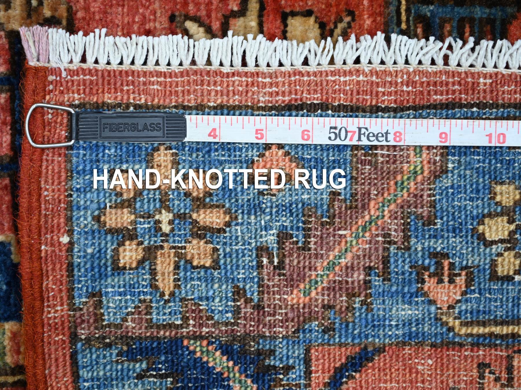 Heriz Tribal & Geometric hand-knotted wool runner in Red & Blue, 2'11" x 19'1" — SKU O021501 (view 6)