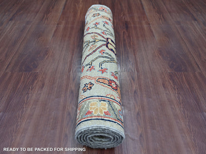 Grey 2'5" x 5'11" Tribal & Geometric Hand knotted Wool Rug - Sku: O021504