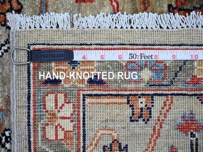 Grey 2'5" x 5'11" Tribal & Geometric Hand knotted Wool Rug - Sku: O021504
