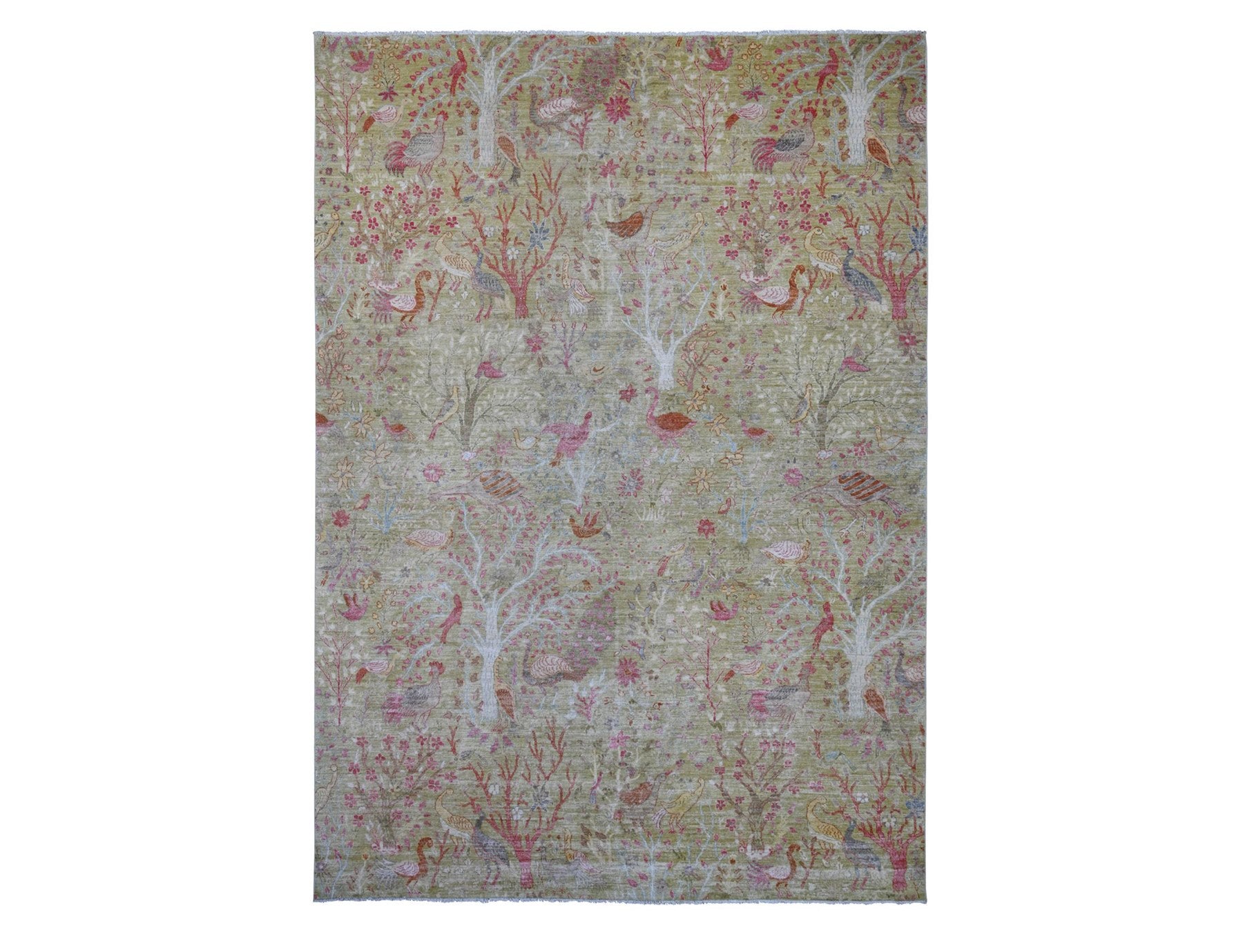 Peshawar Oushak hand-knotted wool rug in Green, 9'8" x 13'6" — SKU O021507