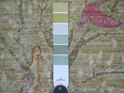 Green 9'8" x 13'6" Oushak And Peshawar Hand knotted Wool Rug - Sku: O021507
