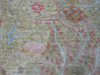 Green 9'8" x 13'6" Oushak And Peshawar Hand knotted Wool Rug - Sku: O021507