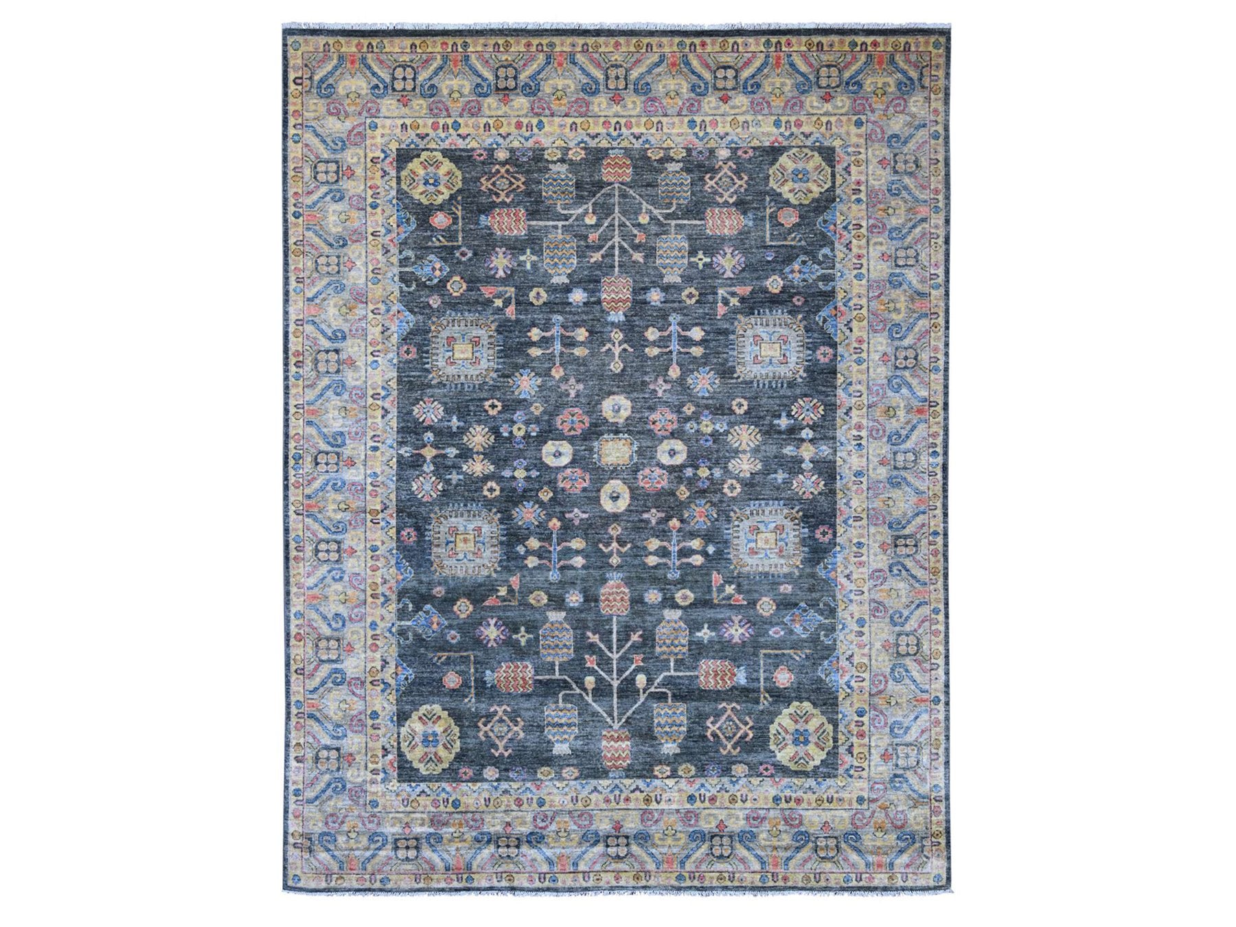 Khotan Oushak hand-knotted wool rug in Gray, 8'9" x 11'5" — SKU O021508