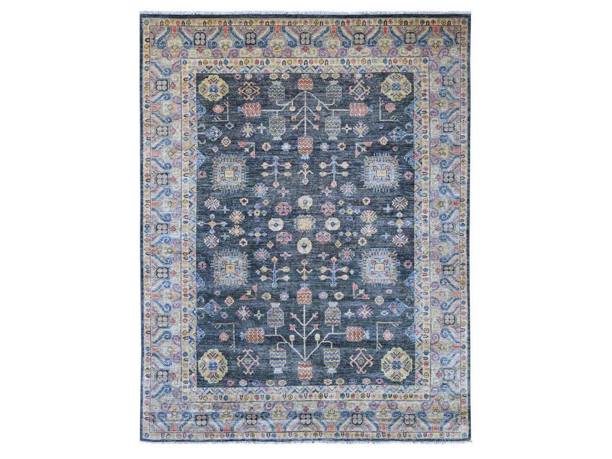 Khotan Oushak hand-knotted wool rug in Gray, 8'9" x 11'5" — SKU O021508