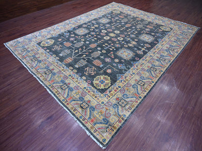 Grey 8'9" x 11'5" Oushak And Peshawar Hand knotted Wool Rug - Sku: O021508