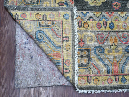 Grey 8'9" x 11'5" Oushak And Peshawar Hand knotted Wool Rug - Sku: O021508
