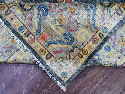 Grey 8'9" x 11'5" Oushak And Peshawar Hand knotted Wool Rug - Sku: O021508