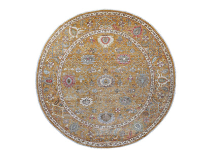 Brown 10'0" x 10'3" Oushak And Peshawar Hand knotted Wool Rug - Sku: O021509