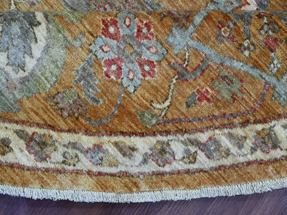 Brown 10'0" x 10'3" Oushak And Peshawar Hand knotted Wool Rug - Sku: O021509