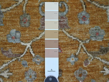 Brown 10'0" x 10'3" Oushak And Peshawar Hand knotted Wool Rug - Sku: O021509