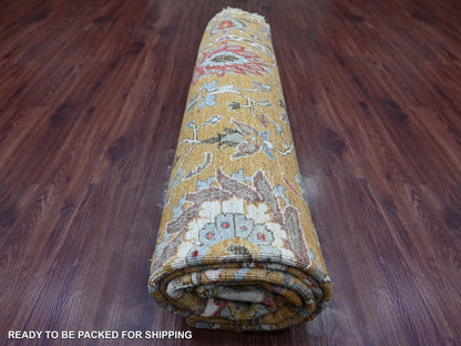 Brown 10'0" x 10'3" Oushak And Peshawar Hand knotted Wool Rug - Sku: O021509