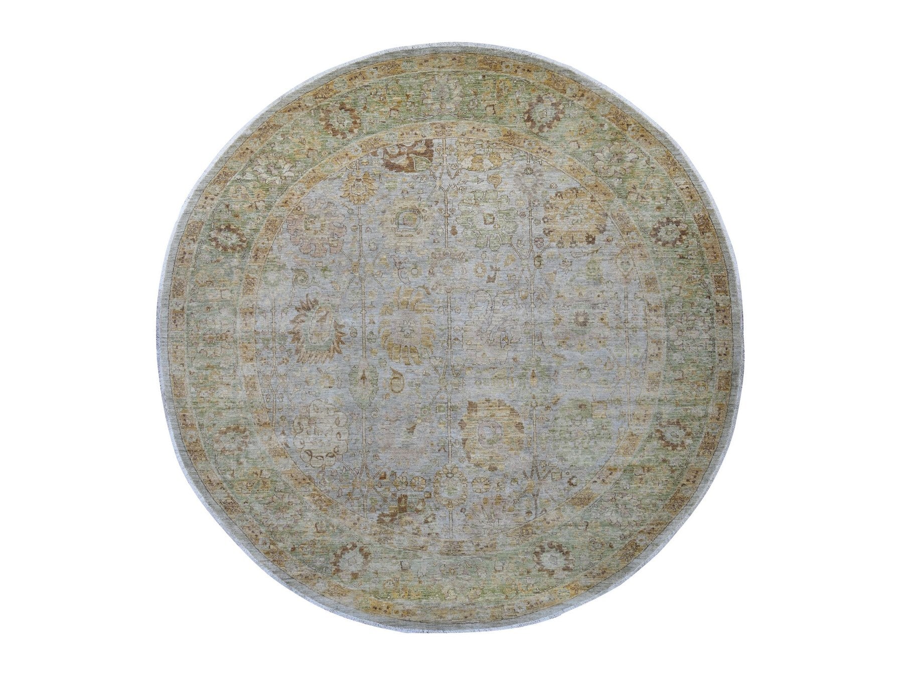 Grey 10'0" x 10'4" Oushak And Peshawar Hand knotted Wool Rug - Sku: O021510