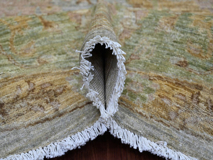Grey 10'0" x 10'4" Oushak And Peshawar Hand knotted Wool Rug - Sku: O021510
