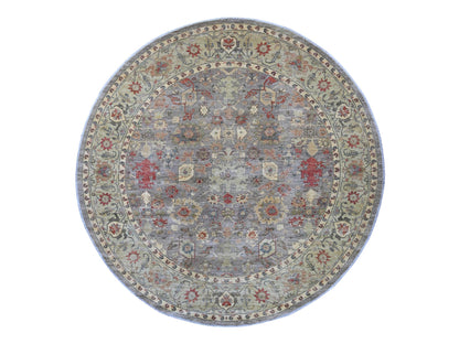 Mahal Oushak hand-knotted wool rug in Gray & Green, 9'7" x 9'9" — SKU O021511