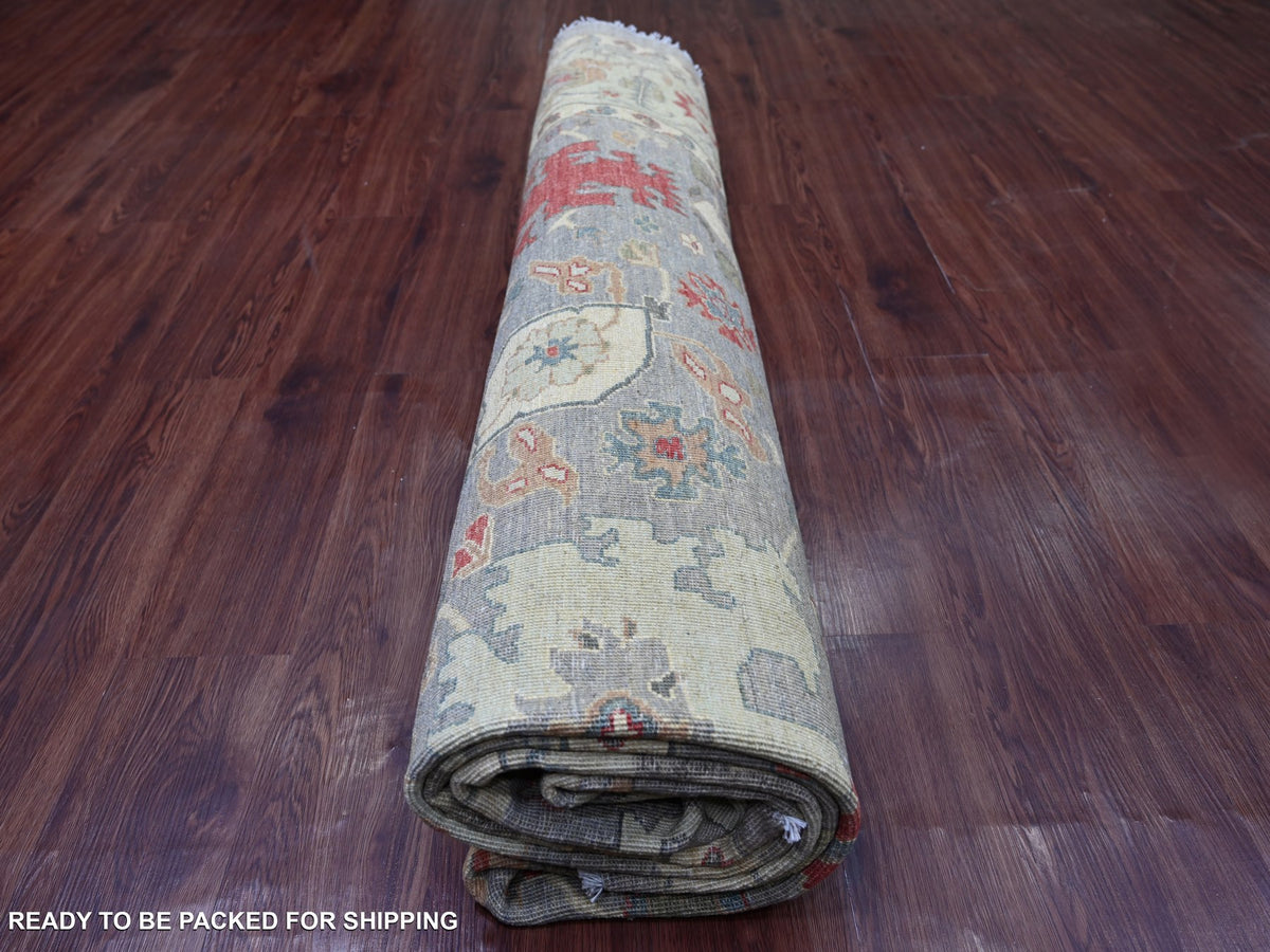 Mahal Oushak hand-knotted wool rug in Gray & Green, 9'7" x 9'9" — SKU O021511 (view 9)