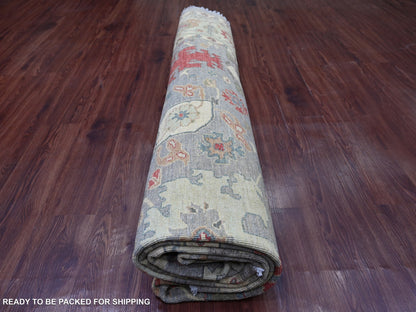 Mahal Oushak hand-knotted wool rug in Gray & Green, 9'7" x 9'9" — SKU O021511 (view 9)