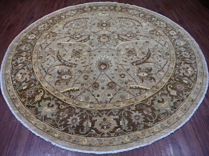 Heriz Oushak hand-knotted wool rug in Gray & Chocolate Brown, 9'10" x 10' — SKU O021512 (view 2)