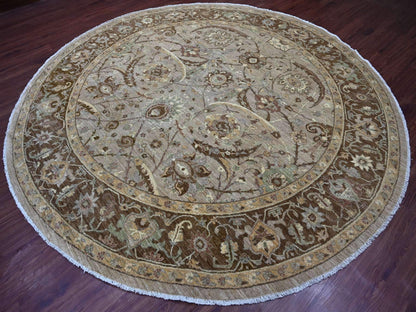 Heriz Oushak hand-knotted wool rug in Gray & Chocolate Brown, 9'10" x 10' — SKU O021512 (view 3)