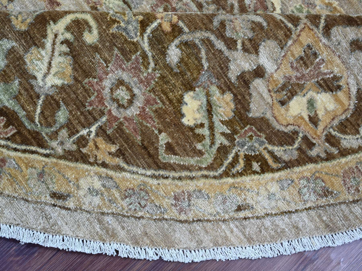 Heriz Oushak hand-knotted wool rug in Gray & Chocolate Brown, 9'10" x 10' — SKU O021512 (view 6)