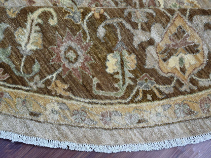 Heriz Oushak hand-knotted wool rug in Gray & Chocolate Brown, 9'10" x 10' — SKU O021512 (view 6)