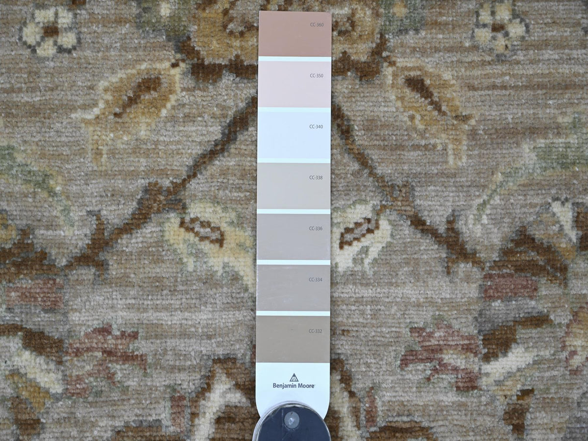 Heriz Oushak hand-knotted wool rug in Gray & Chocolate Brown, 9'10" x 10' — SKU O021512 (view 7)