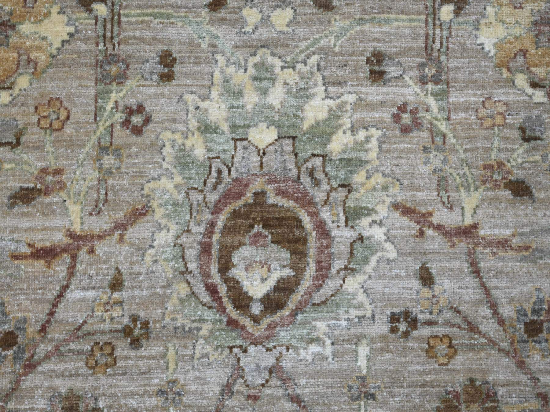 Heriz Oushak hand-knotted wool rug in Gray & Chocolate Brown, 9'10" x 10' — SKU O021512 (view 8)