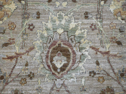 Heriz Oushak hand-knotted wool rug in Gray & Chocolate Brown, 9'10" x 10' — SKU O021512 (view 8)