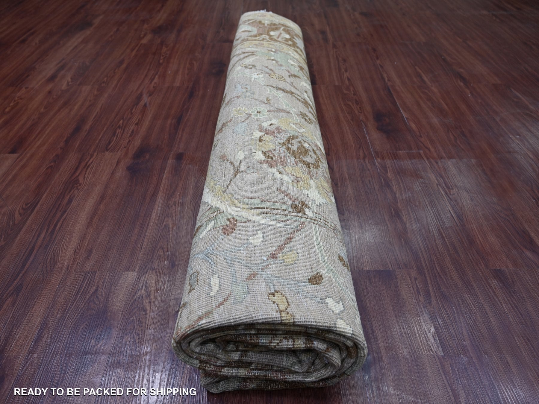 Heriz Oushak hand-knotted wool rug in Gray & Chocolate Brown, 9'10" x 10' — SKU O021512 (view 9)