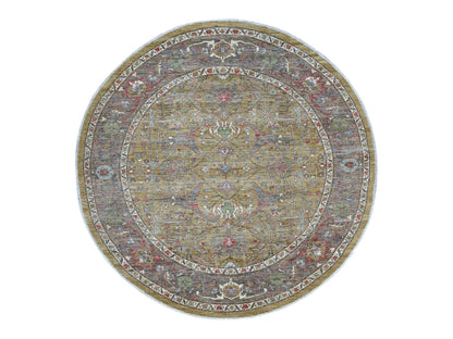 Green 8'2" x 8'3" Oushak And Peshawar Hand knotted Wool Rug - Sku: O021514